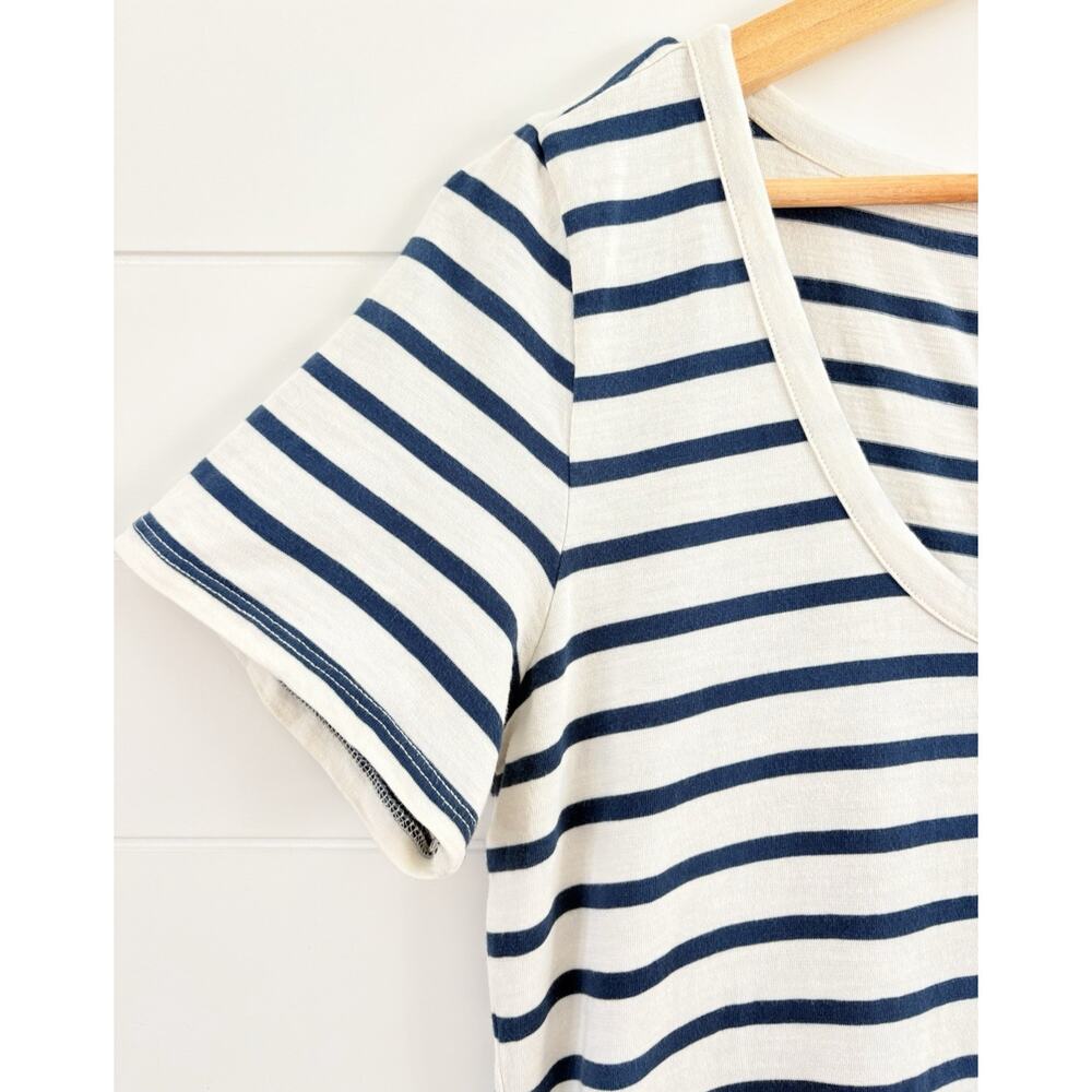 Faherty Merritt T-Shirt Dress Amagansett Stripe Organic Cotton Button Back L - Picture 7 of 16